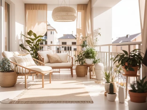 Mały balkon w stylu boho